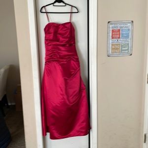 Red Silky Ball Gown